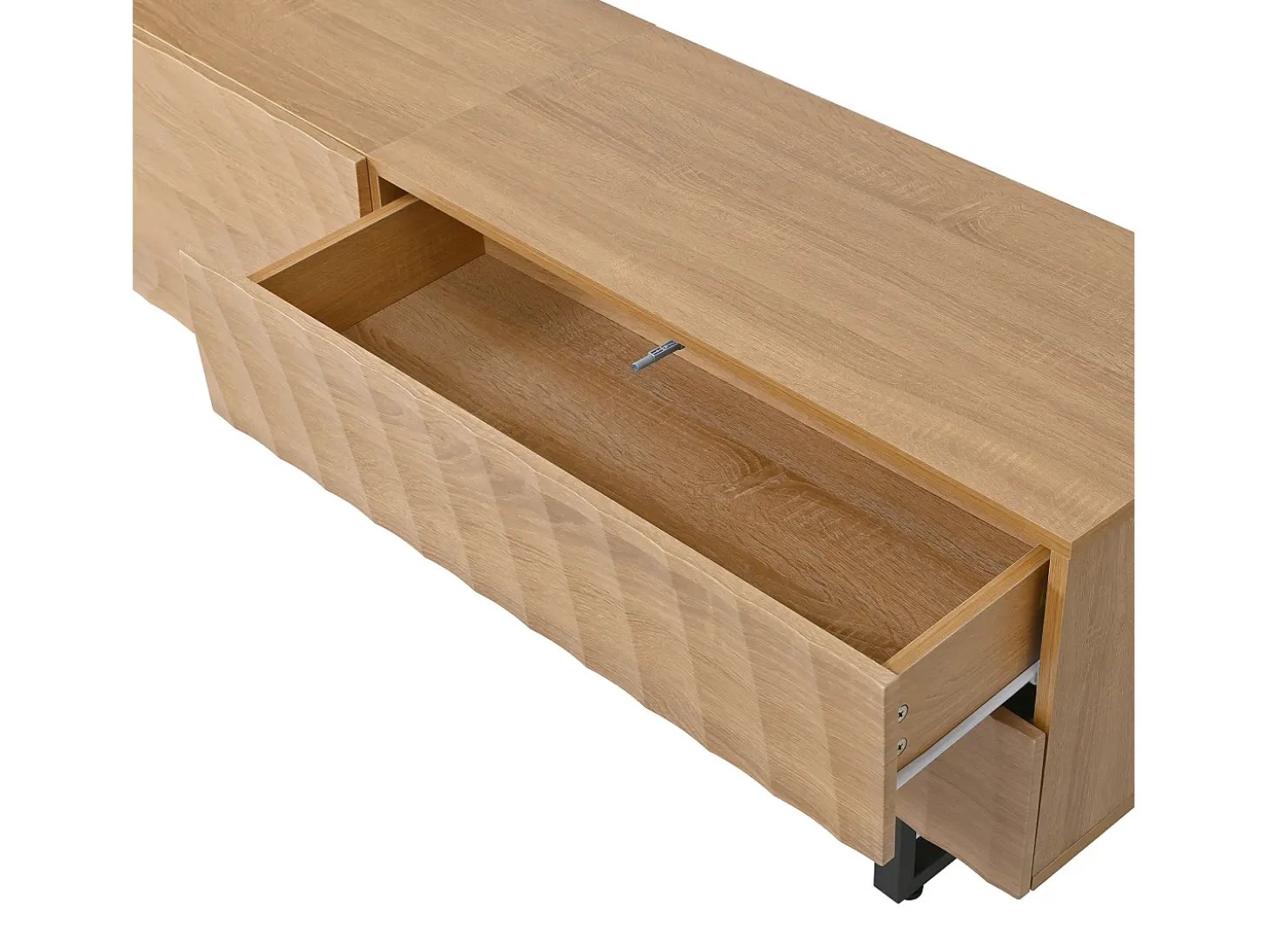Móvel para TV texturado com 2 gavetas e 2 portas - Cor madeira 180 x 38 x 51,5 cm