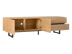 Móvel para TV texturado com 2 gavetas e 2 portas - Cor madeira 180 x 38 x 51,5 cm