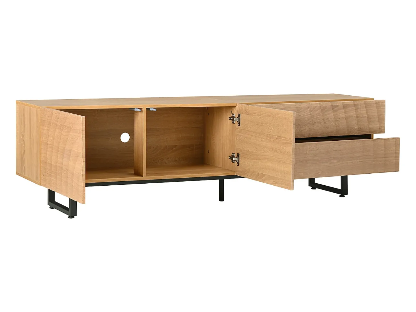 Móvel para TV texturado com 2 gavetas e 2 portas - Cor madeira 180 x 38 x 51,5 cm