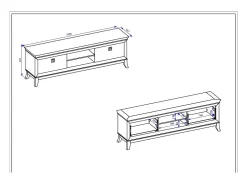 Móvel para TV XL 196 cm coleção PALACE. Cor branco e carvalho.
