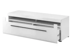 Móvel para TV XL 160cm coleção BREDA. Cores branco fosco e branco brilhante. Estilo design.