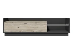 Móvel para TV XL 220cm. Coleção CORK. Cor cinza antracite e pinho.