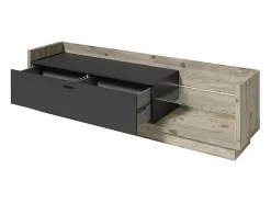 Móvel para TV XL 220cm. Coleção CORK. Cores Pinho e cinza antracite.