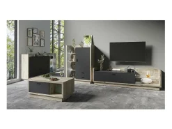 Móvel para TV XL 220cm. Coleção CORK. Cores Pinho e cinza antracite.