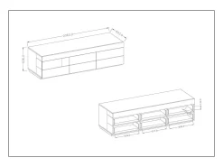 Móvel para TV XL 200cm coleção KILES. Cor cinza antracite e carvalho. Estilo design.