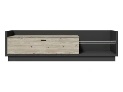 Móvel para TV XL 220cm com LED integrado. Coleção CORK. Cores cinza antracite e pinho.