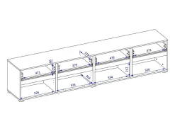 Móvel para TV XL na cor verde sálvia, 225cm, coleção HAVANA. Móvel design com 4 portas e 4 gavetas.