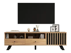 Móvel para TV 150x38x44 cm - 2 gavetas e 1 porta - 2 compartimentos semiabertos - para TV de 60 polegadas - natural