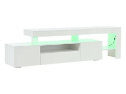 Móvel para TV 192x37x53 cm - 3 portas basculantes - com LED - Armazenamento semiaberto - Acabamento brilhante - Branco