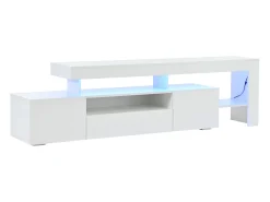 Móvel para TV 192x37x53 cm - 3 portas basculantes - com LED - Armazenamento semiaberto - Acabamento brilhante - Branco