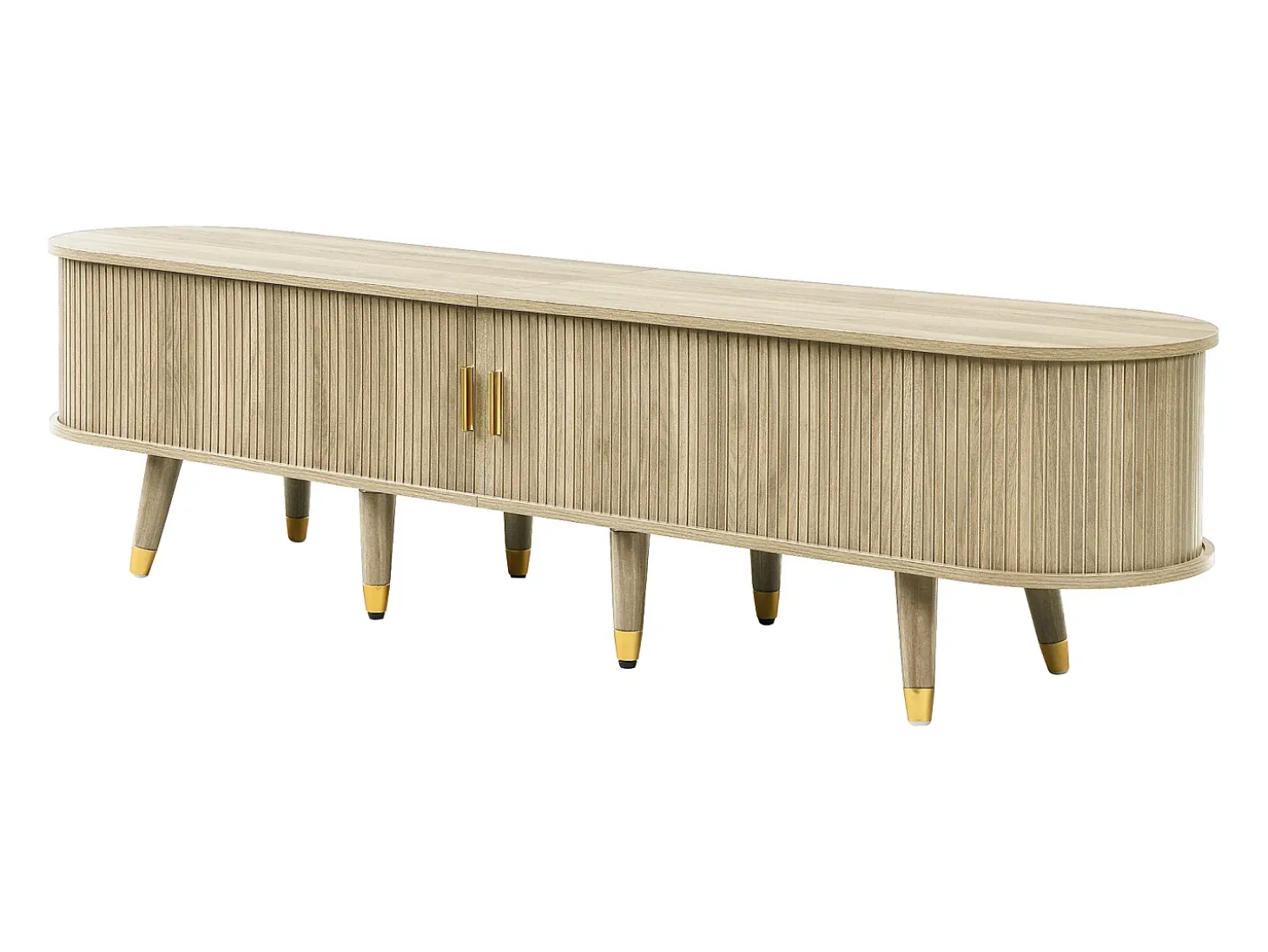 Móvel para TV 175x38x45 cm - 2 portas de correr de rattan - 2 gavetas - Natural
