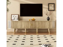 Móvel para TV 175x38x45 cm - 2 portas de correr de rattan - 2 gavetas - Natural