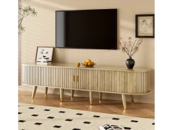 Móvel para TV 175x38x45 cm - 2 portas de correr de rattan - 2 gavetas - Natural