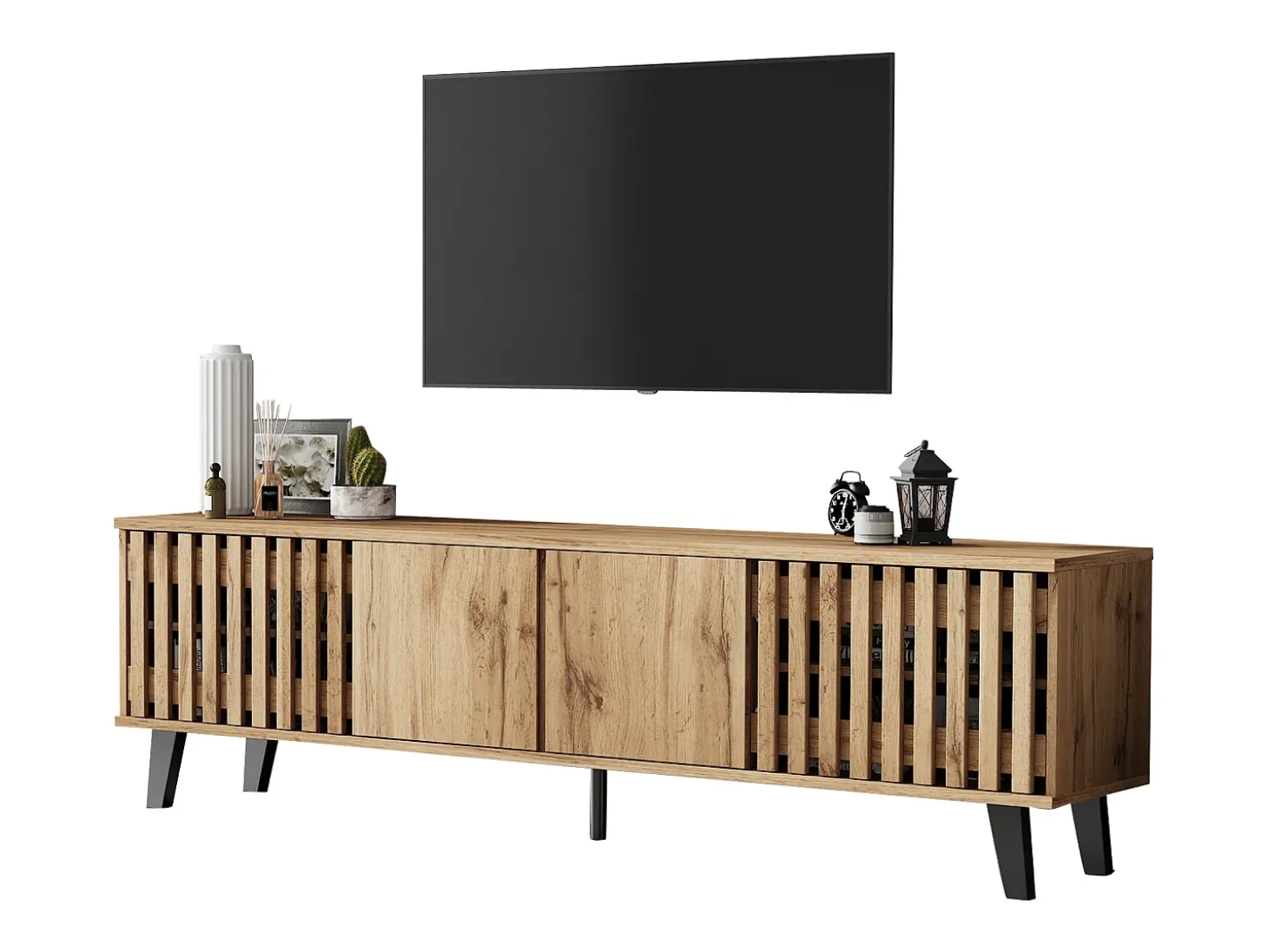 Móvel para TV 180x40x55 cm - com 4 portas - Estilo escandinavo - Natural