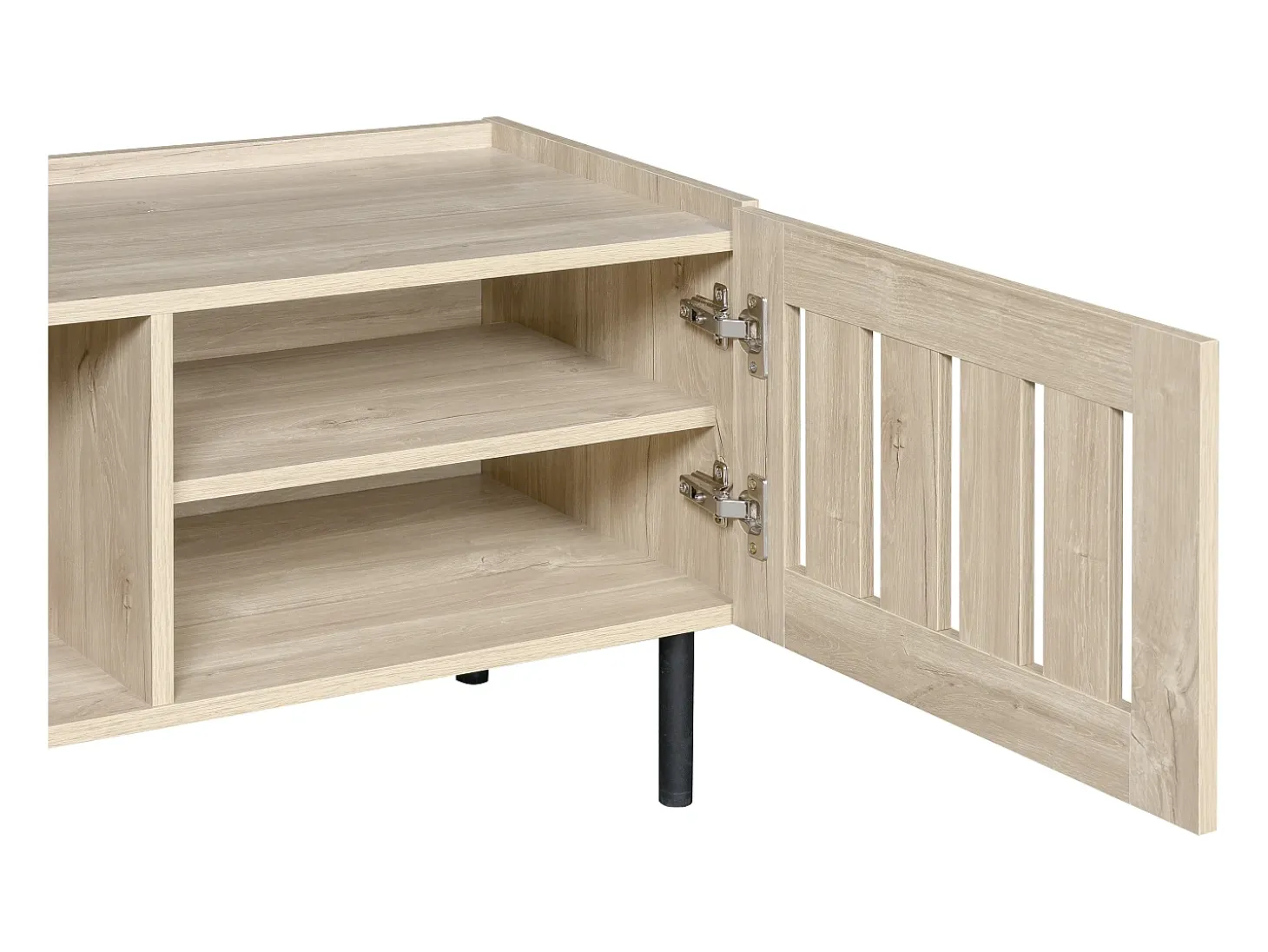 Móvel para TV 160x40x47 cm - com 3 portas - Design vazado - MDF + metal - Natural
