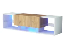 Móvel para TV 160x40x42 cm - com 2 gavetas - compatível com televisores até 70 polegadas - branco/natural