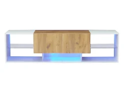 Móvel para TV 160x40x42 cm - com 2 gavetas - compatível com televisores até 70 polegadas - branco/natural