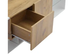 Móvel para TV 160x40x42 cm - com 2 gavetas - compatível com televisores até 70 polegadas - branco/natural