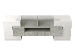Móvel para TV 145x30x51 cm - com iluminação LED - com 4 portas - 2 gavetas - prateleiras - branco