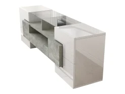Móvel para TV 145x30x51 cm - com iluminação LED - com 4 portas - 2 gavetas - prateleiras - branco