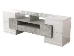 Móvel para TV 145x30x51 cm - com iluminação LED - com 4 portas - 2 gavetas - prateleiras - branco