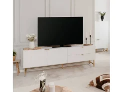 Móvel para TV 179x60,5x39 cm branco e dourado