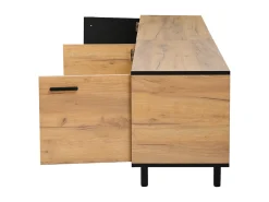 Móvel para TV 180x32,5x50 cm com 3 portas e uma gaveta - Madeira e cor preta