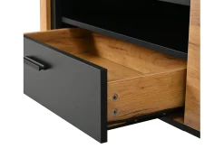 Móvel para TV 180x32,5x50 cm com 3 portas e uma gaveta - Madeira e cor preta