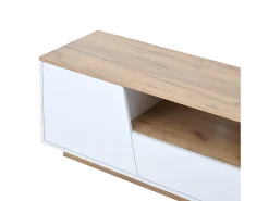Móvel para TV 180x40x46cm - com 2 gavetas e 2 portas - com iluminação LED - acabamento brilhante - Branco + natural