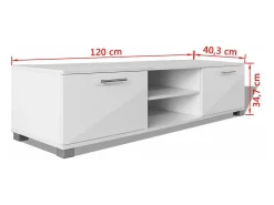 Móvel para TV/aparador de 120 cm branco com acabamento brilhante e prático (código 2502039).