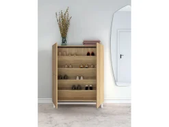 Móvel sapateira/armário - A112cm x C90cm x P27cm carvalho dourado pés branco - Volda