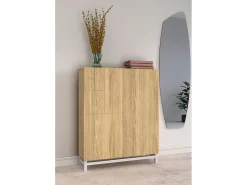 Móvel sapateira/armário - A112cm x C90cm x P27cm carvalho dourado pés branco - Volda