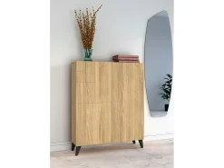 Móvel sapateira/armário - A109cm x C90cm x P27cm carvalho dourado pés preto - Malmo