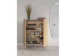 Móvel sapateira/armário - A109cm x C90cm x P27cm carvalho dourado pés branco - Malmo