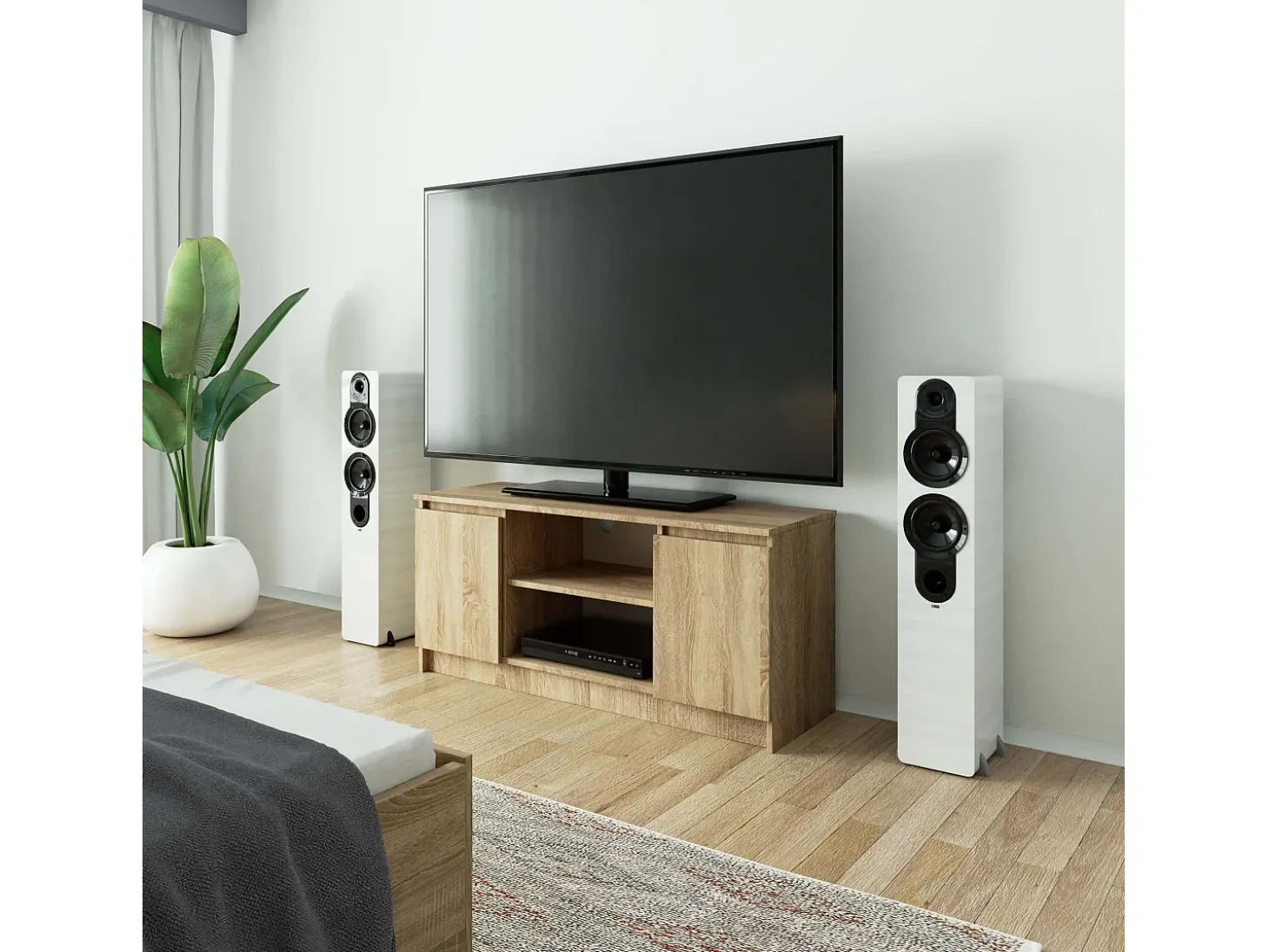 Móvel Suporte TV 120 cm Madeira Sonoma com 2 Portas e 2 Prateleiras