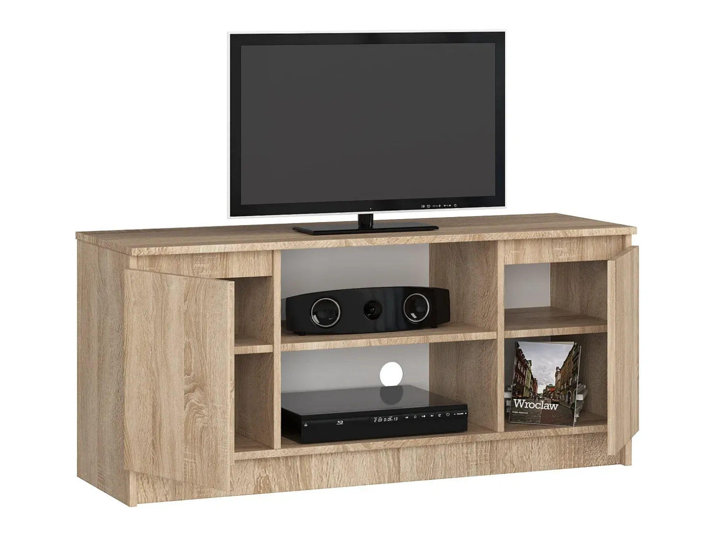 Móvel Suporte TV 120 cm Madeira Sonoma com 2 Portas e 2 Prateleiras