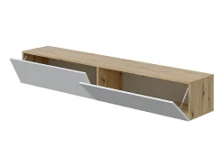 Móvel suspenso com 2 portas e 2 nichos de armazenamento L180 cm - Kaway, design contemporâneo em carvalho nodi e branco ártico
