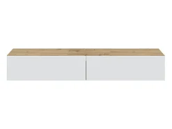 Móvel suspenso com 2 portas e 2 nichos de armazenamento L180 cm - Kaway, design contemporâneo em carvalho nodi e branco ártico