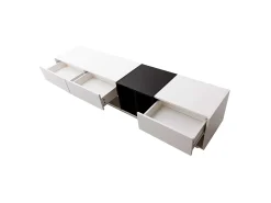 Móvel TV 190 cm - 3 gavetas e 4 nichos - aglomerado - cores branco e preto