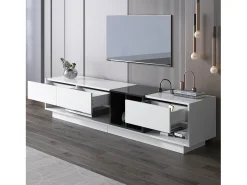 Móvel TV 190 cm - 3 gavetas e 4 nichos - aglomerado - cores branco e preto