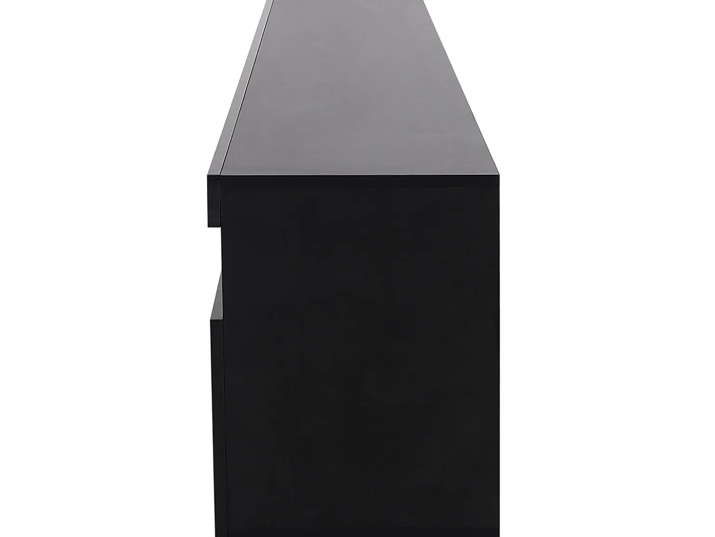 Móvel TV 180 cm - 3 portas e 3 nichos - LEDs - lacado preto brilhante