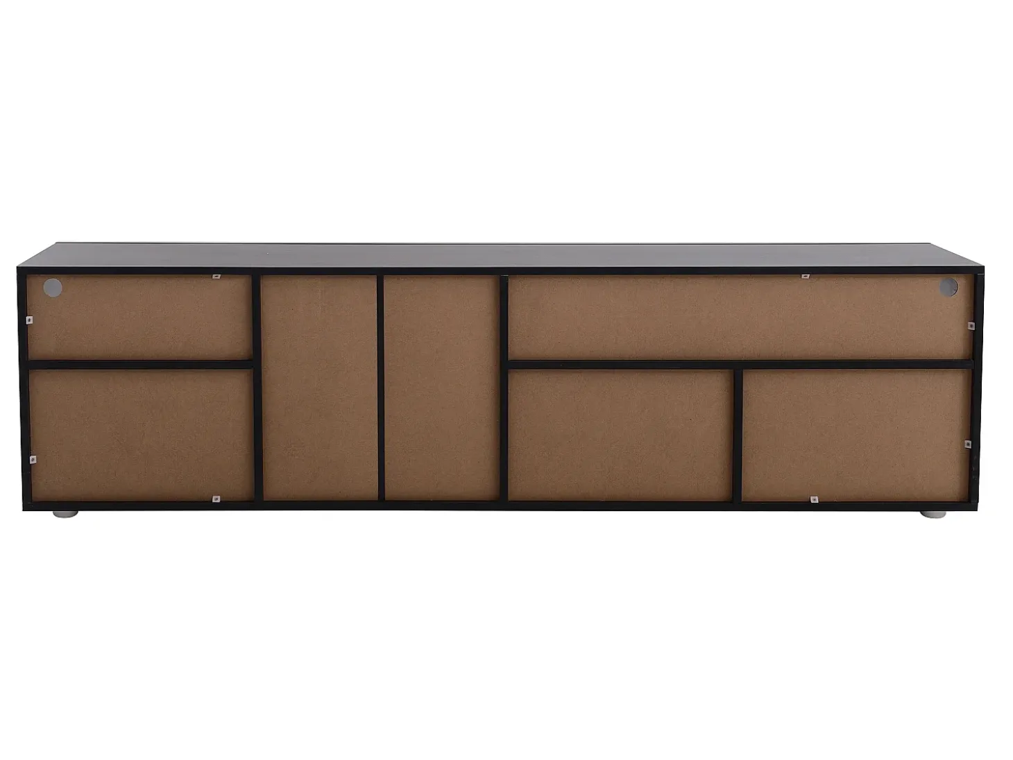 Móvel TV 180 cm - 3 portas e 3 nichos - LEDs - lacado preto brilhante