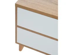 Móvel TV 175 cm - 5 portas e 2 nichos - MDF - branco e cor natural