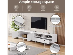 Móvel TV 200 cm - com 3 compartimentos e 2 gavetas - capacidade máxima TV 90 polegadas - Branco