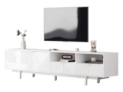 Móvel TV 200 cm - com 3 compartimentos e 2 gavetas - capacidade máxima TV 90 polegadas - Branco