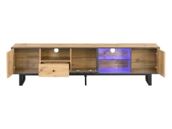 Móvel TV 190 cm com LED - 6 divisórias e 1 gaveta - Natural