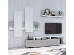 Móvel TV 1 gaveta Ilyes branco e betão 219cm