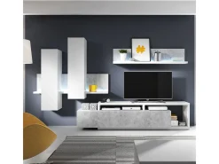 Móvel TV 1 gaveta Ilyes branco e betão 219cm