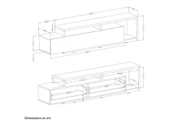 Móvel TV 1 gaveta Ilyes madeira e cinzento 219cm