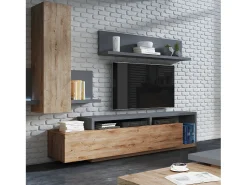 Móvel TV 1 gaveta Ilyes madeira e cinzento 219cm